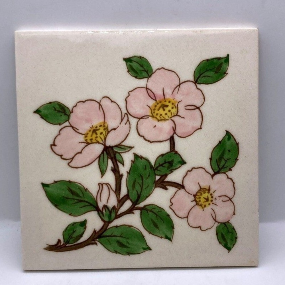 Vintage Desert Rose By Franciscan Tea Tile Trivet 6" x 6" Made In USA